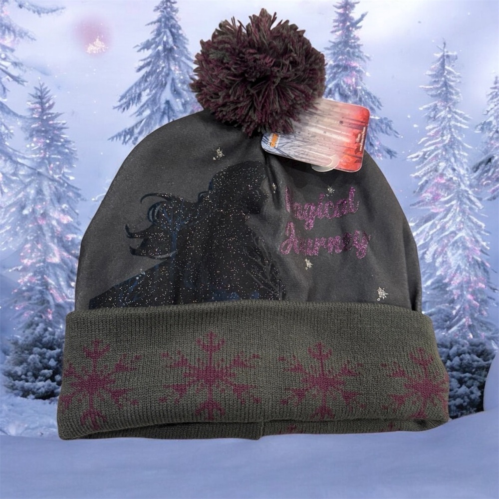 2 for $30 🆕 Disney Frozen ll Girls Beanie with Pom Pom - Dark Grey